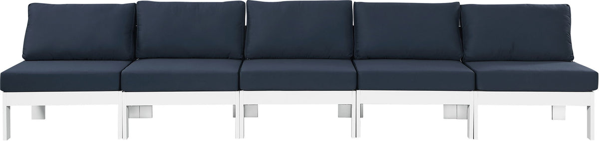 Nizuc - Outdoor Patio 5 Seat Modular Armless Sofa With White Frame