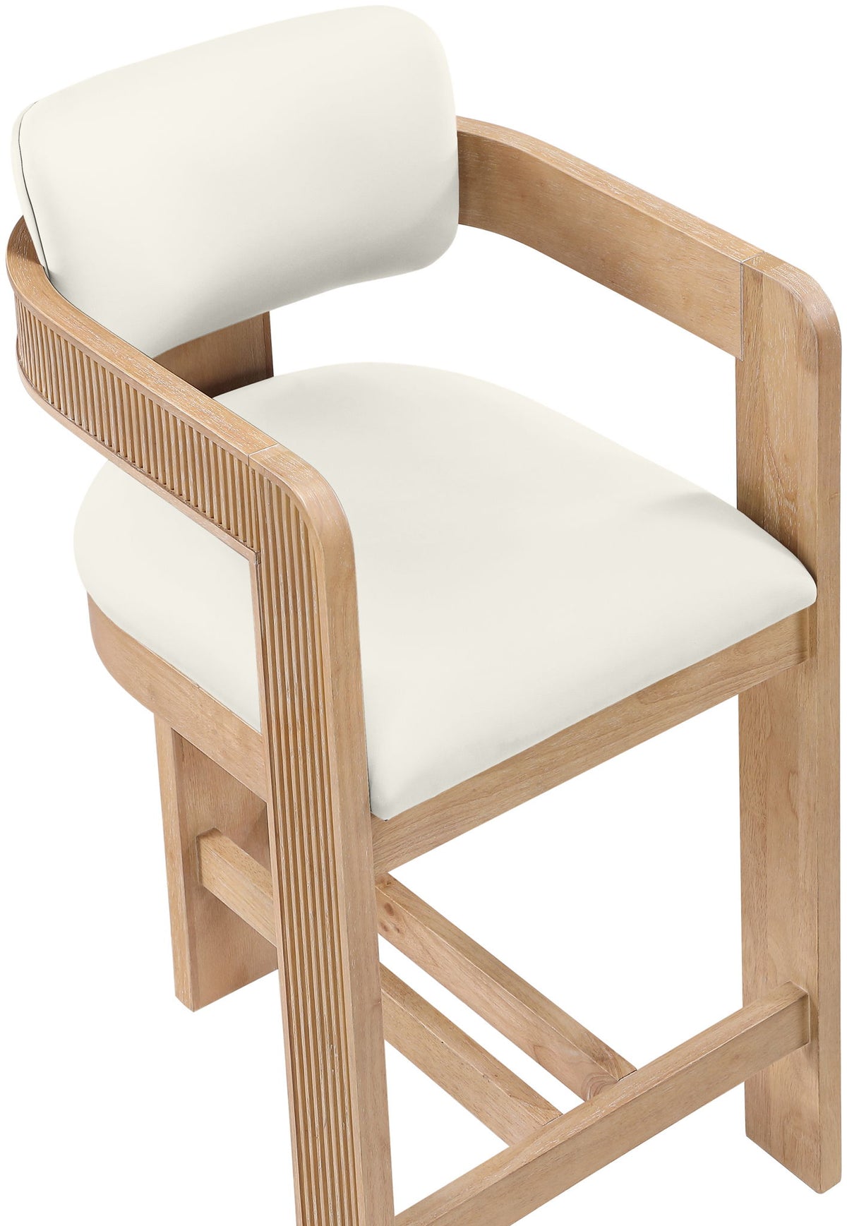 Sacha - Vegan Leather Upholstered Counter Stool With Natural Base