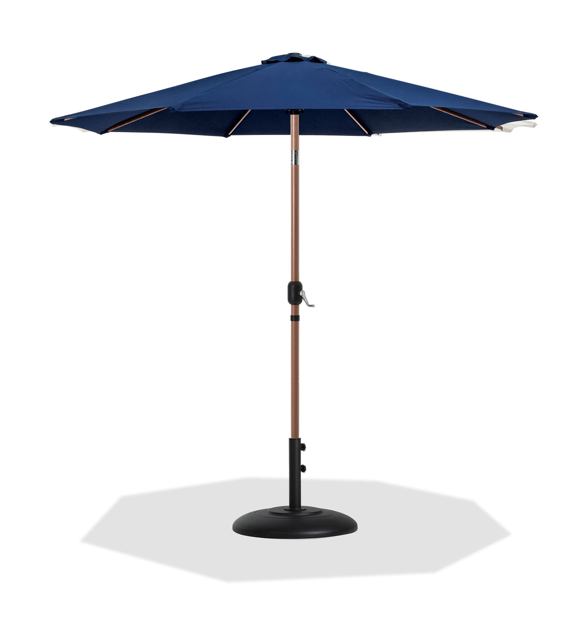 Fiji - Aluminum Patio Umbrella With Round Black And Teak Base