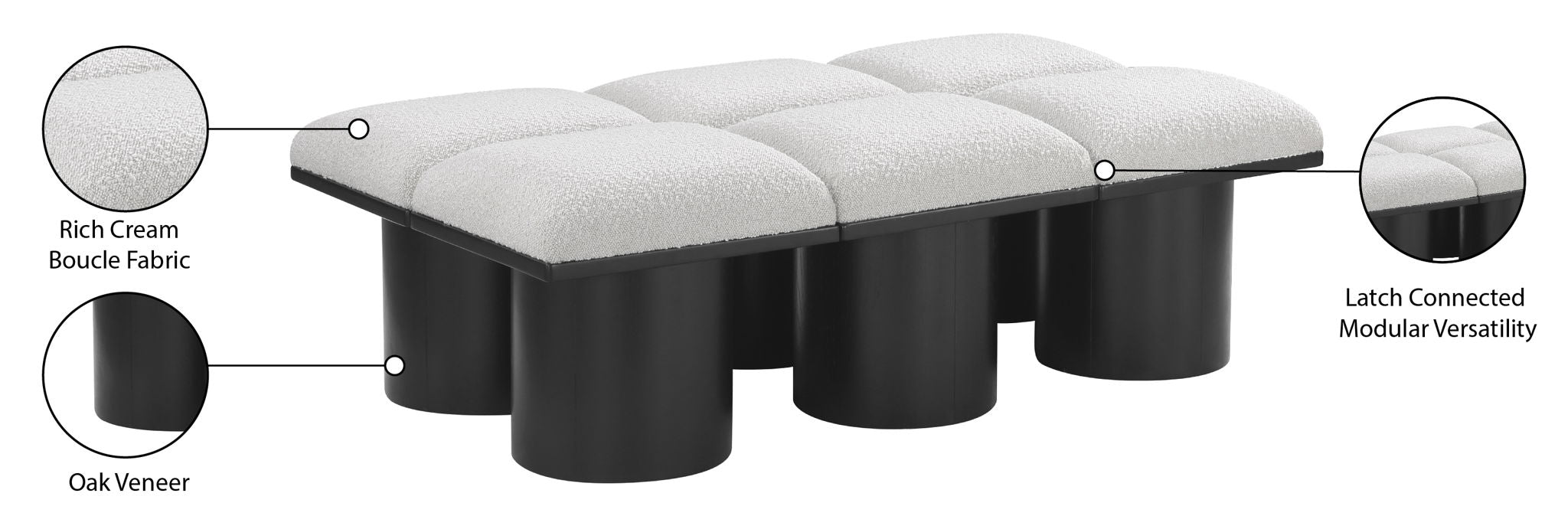 Pavilion - 6 Piece Modular Bench With Black Base