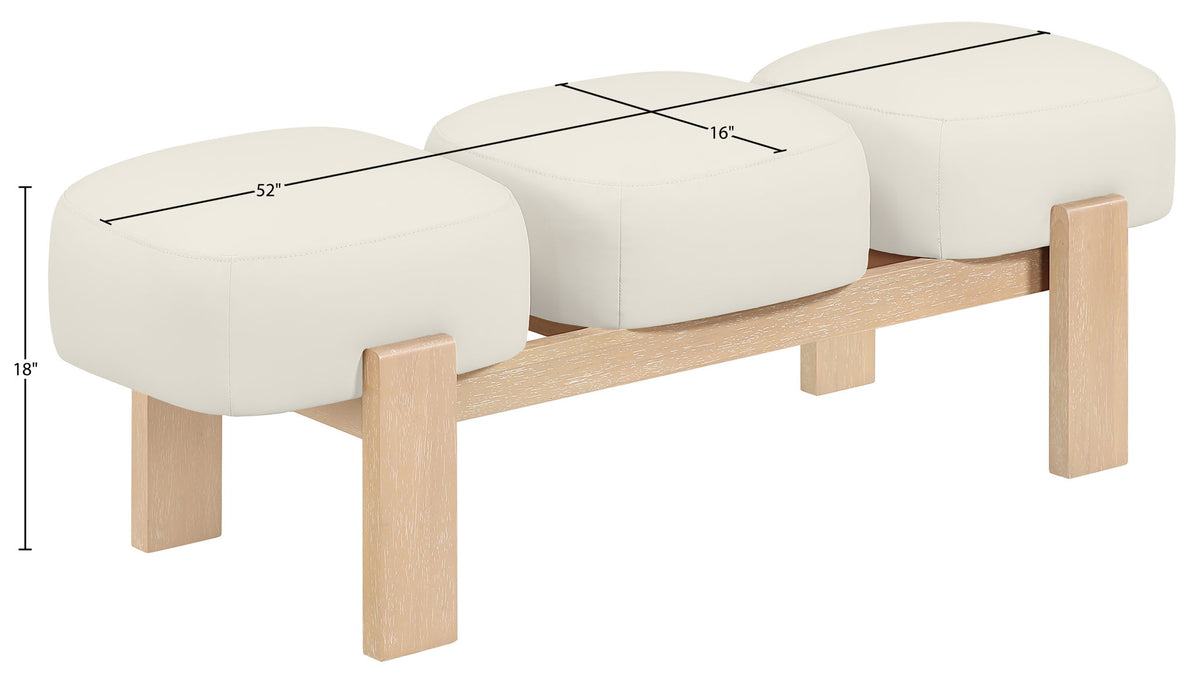 Woodcrest - Vegan Leather Upholstered Bench - Painted Natural Base