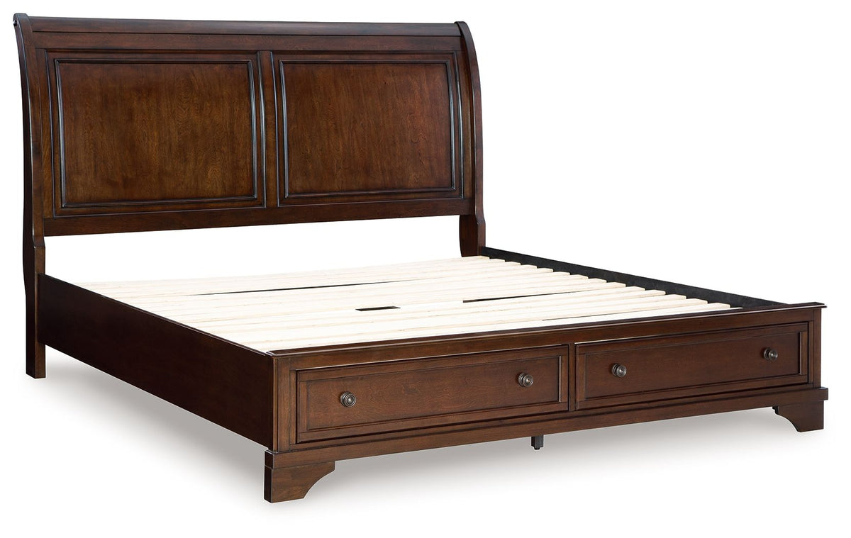 Trellington - King Sleigh Storage Bed - Brown