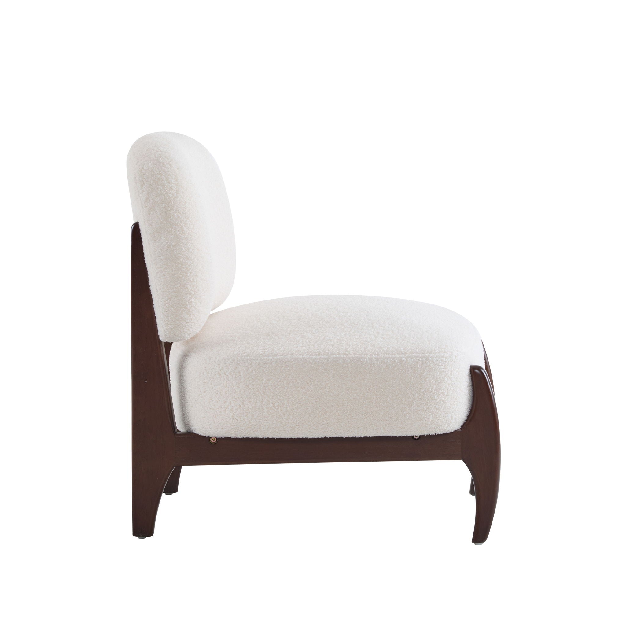 Modern Boucle Lounge Chair With Solid Wood Frame, Soft And Durable Boucle Upholstery - Beige