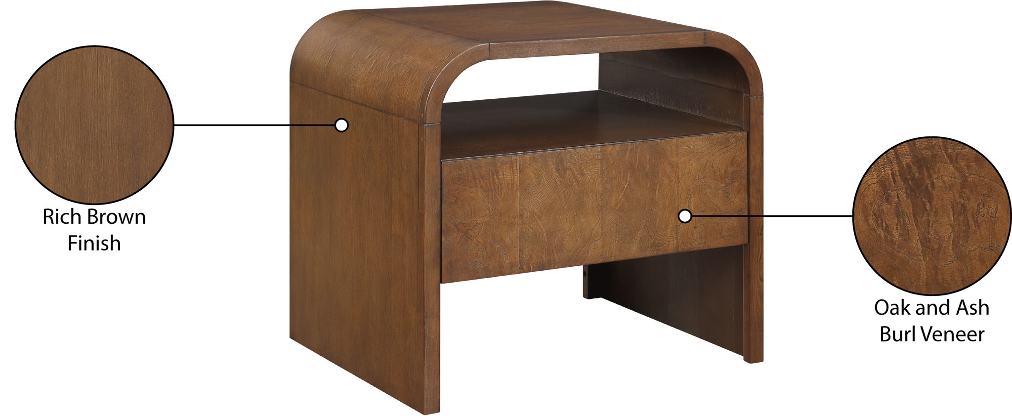 Giada - Solid Wood And Veneer Nightstand
