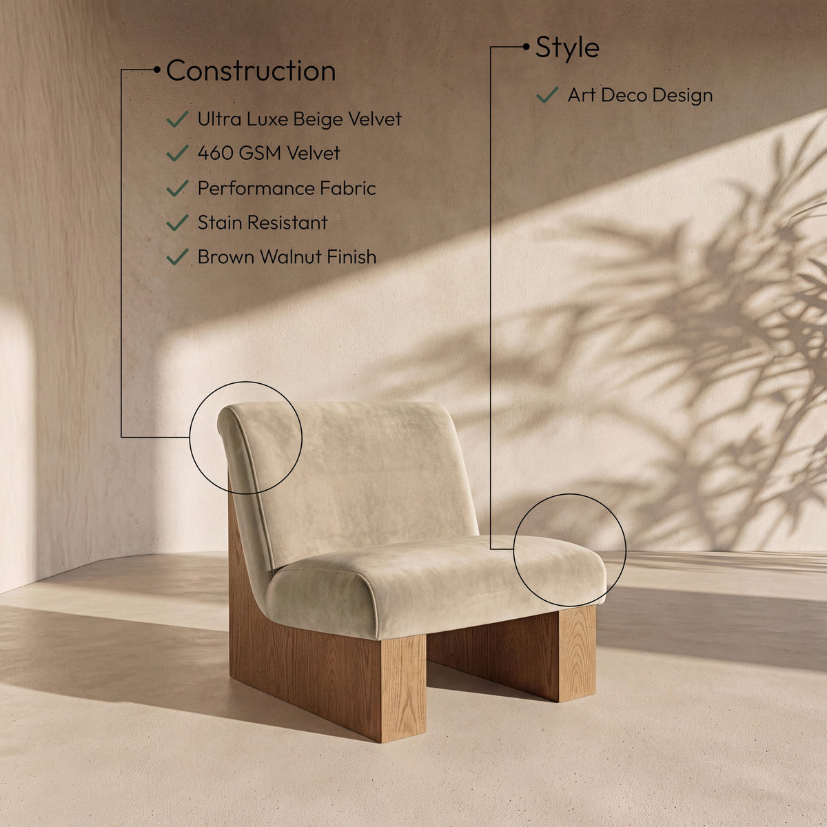 Vantage - Velvet Performance Fabric Upholstered Accent Chair