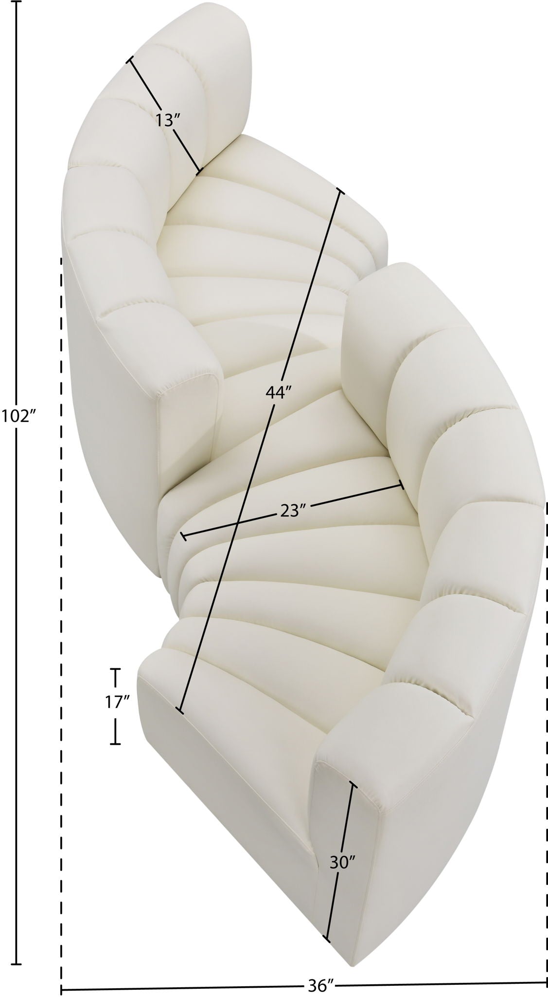 Arc - Faux Leather 4 Piece Curved Modular Sofa