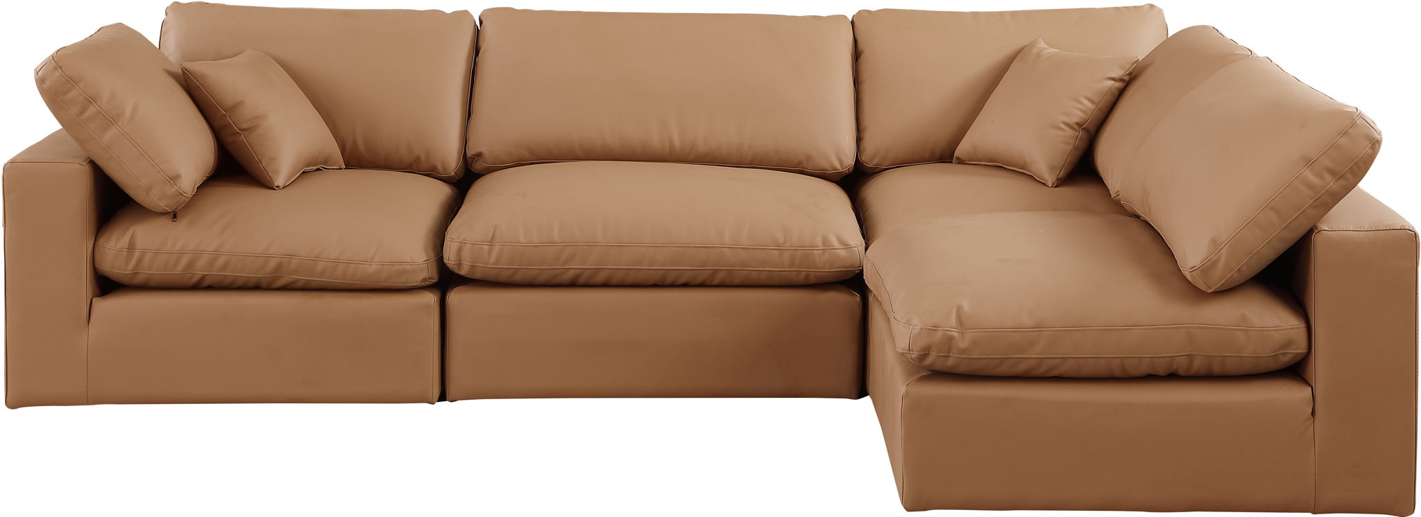 Comfy - 4 Piece Faux Leather Modular Armless Sectional