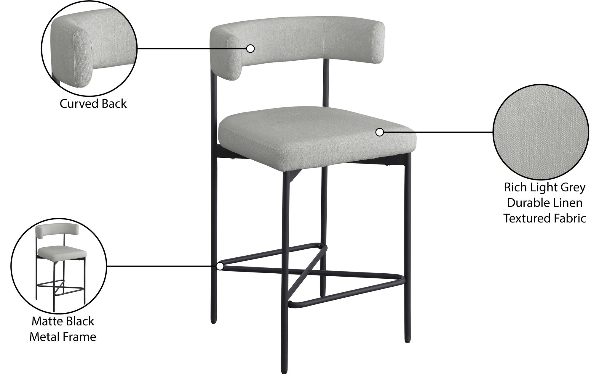 Rivage - Durable Stool With Black Frame (Set of 2)