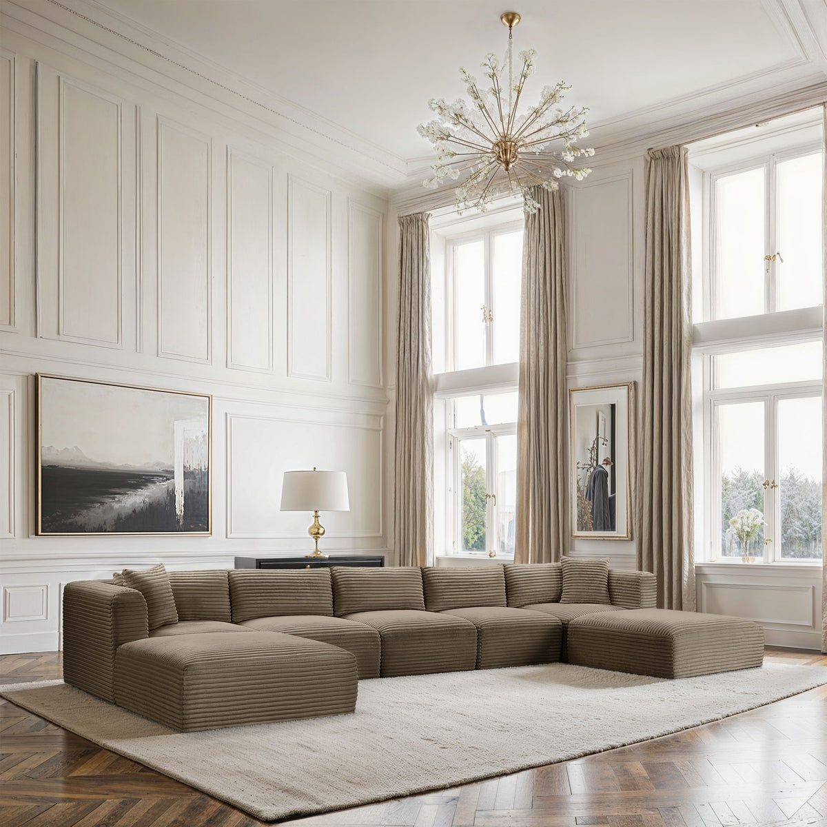 Shaggy - Fabric 7 Piece Modular Sectional With 2 Ottomans