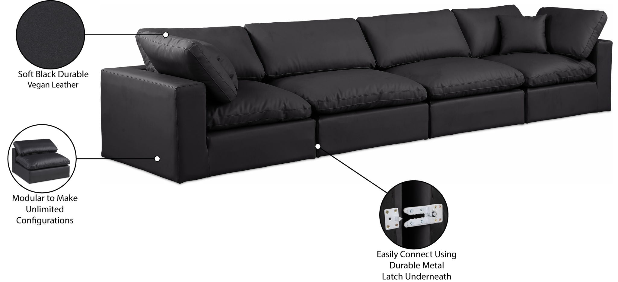 Comfy - Faux Leather Modular Sofa 4 Seats