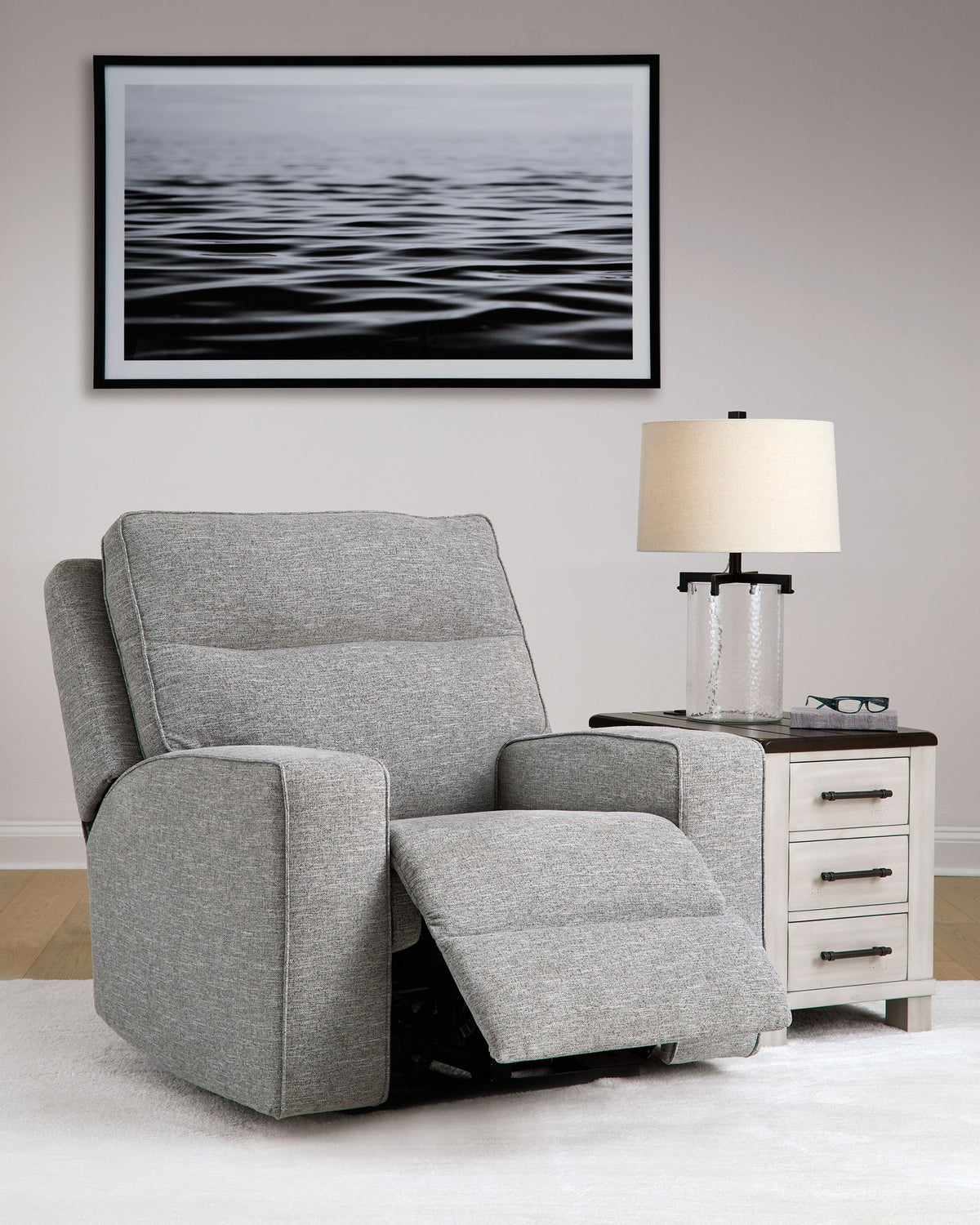 Biscoe - Power Recliner /Adj Headrest - Pewter