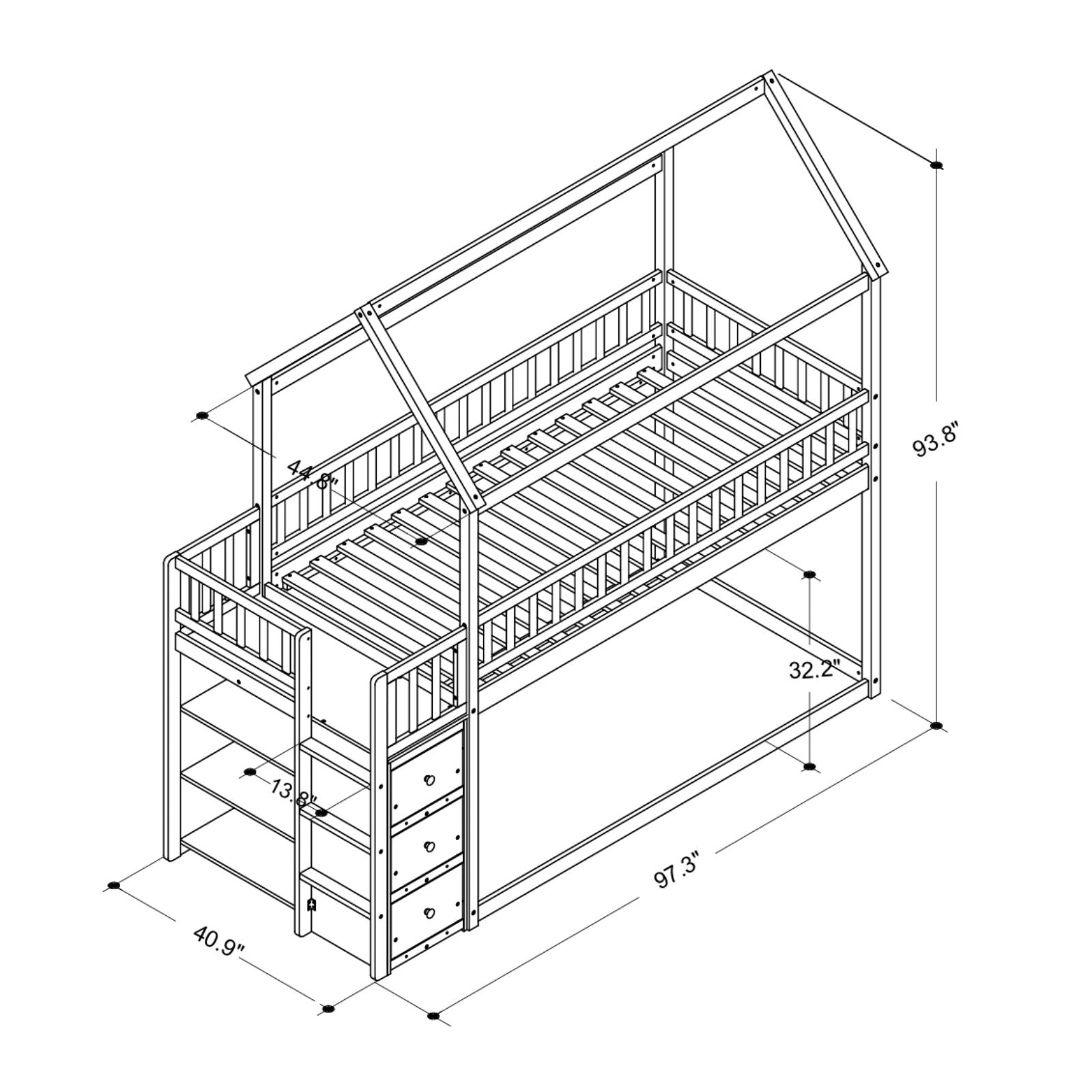 Bunk Bed With Shelves And Drawers, Storage Focused Design