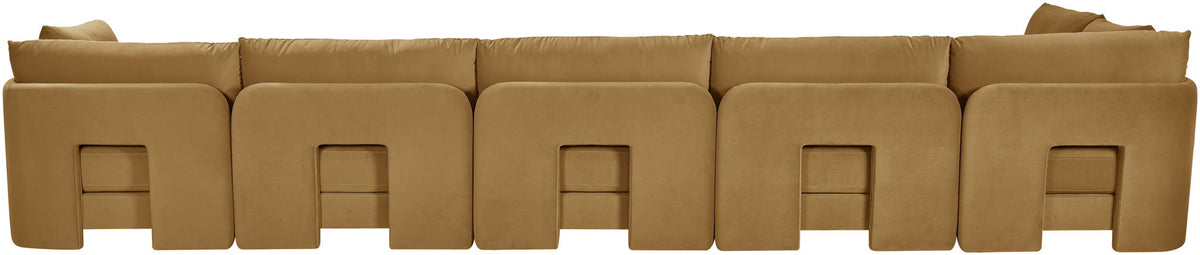 Hammond - Velvet Performance Fabric Upholstered 6 Piece L-Shaped Armless Sectional