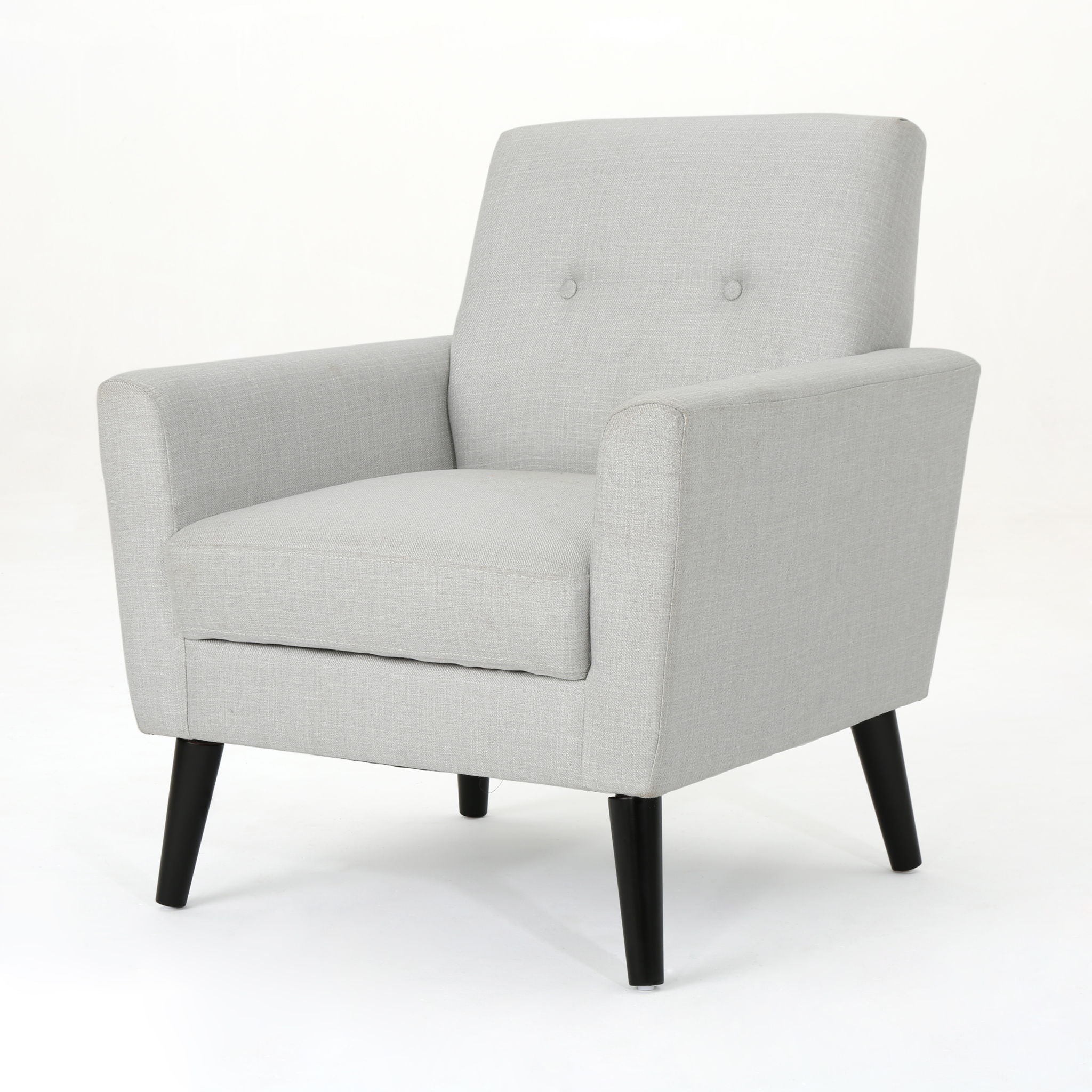 Radiantize - Upholstered Fabric Club Chair With Square-Off Back And Button Tufted - Light Gray