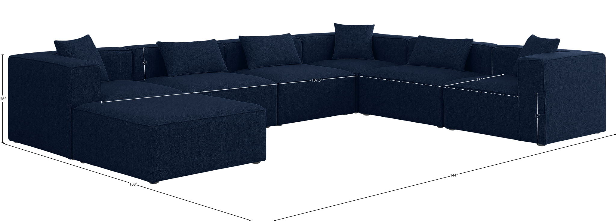 Cube - Linen 7 Piece Modular Sectional