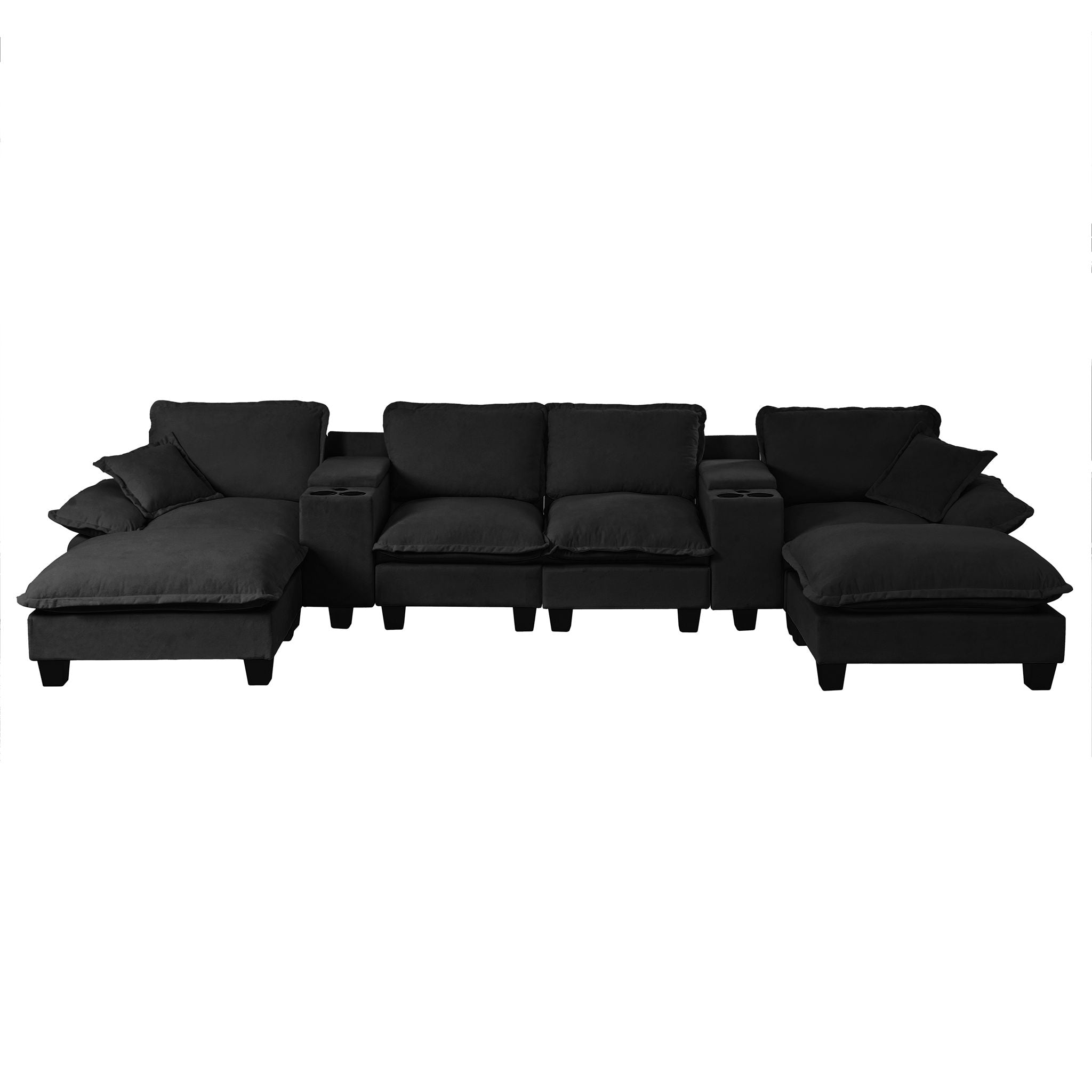 Modular Cloud Couch Sofa With Cup Holders & Storage, USB Port
