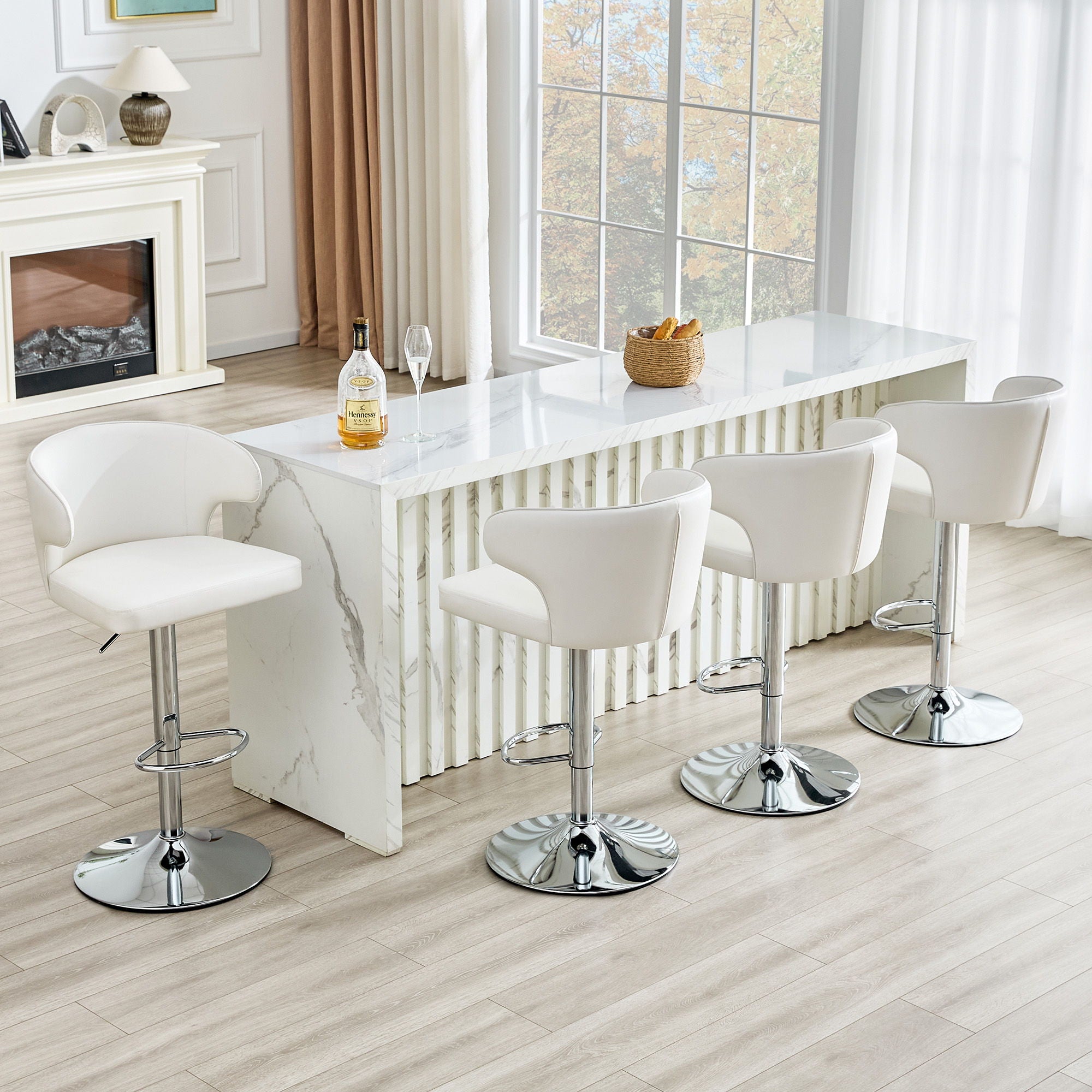 Adjustable Swivel Bar Chair With Ergonomic High Back Design