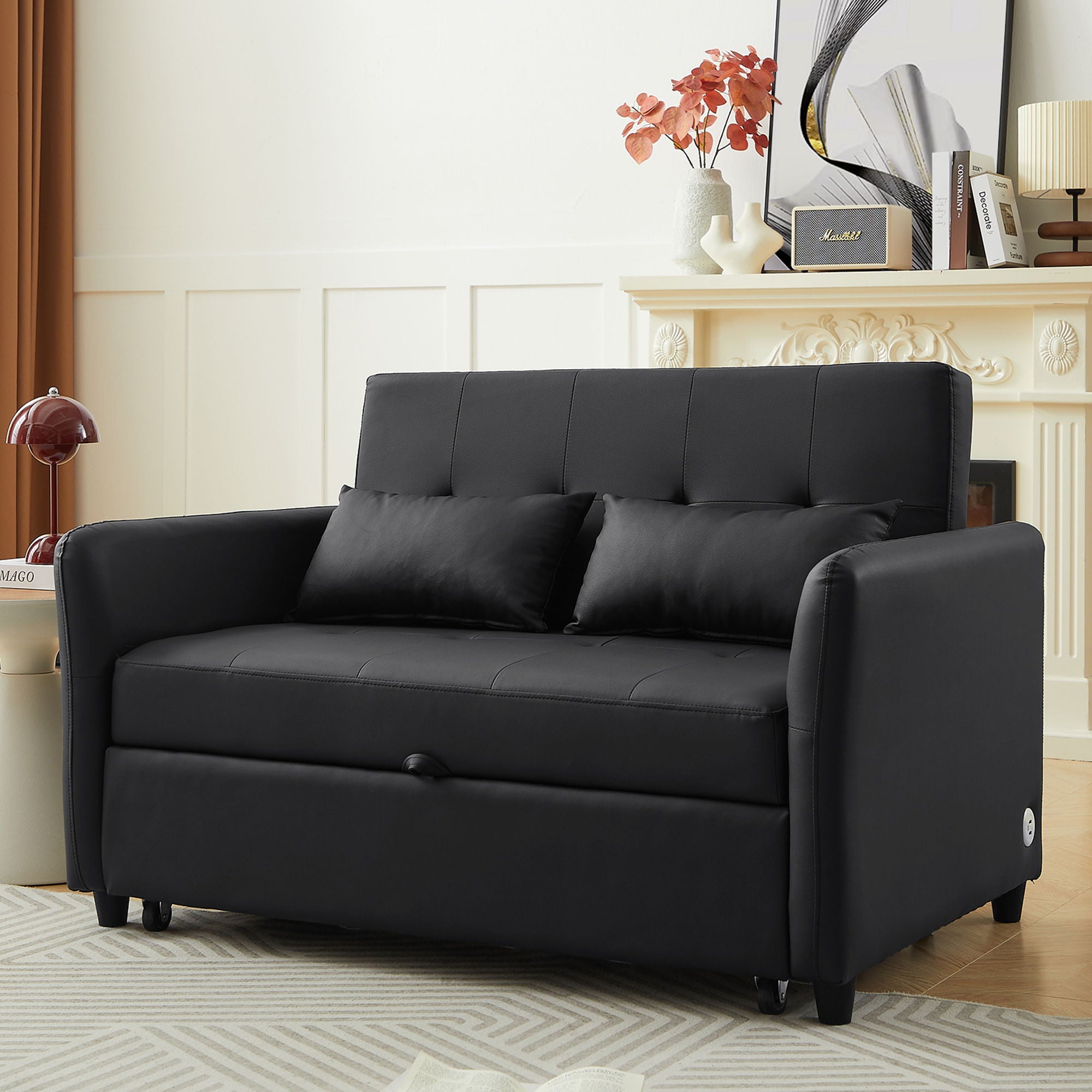 Convertible Sleeper Sofa Bed With 3 USB Ports