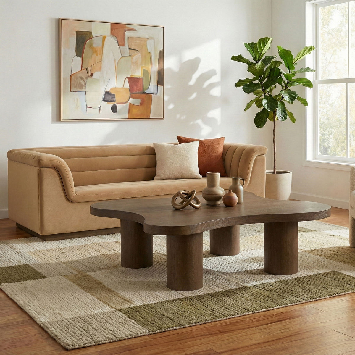 Cove - 48" Oak Veneer And Solid Wood Coffee Table