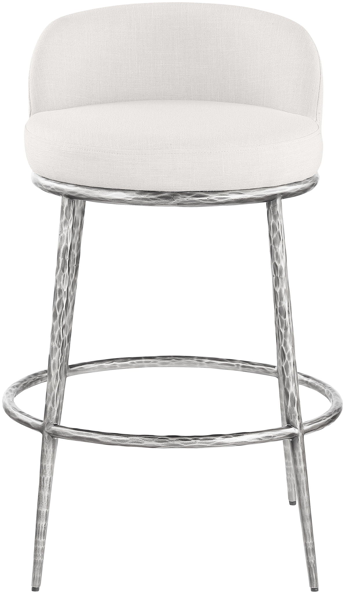 Ferro - Performance Fabric Upholstered Bar Stool - Antique Silver