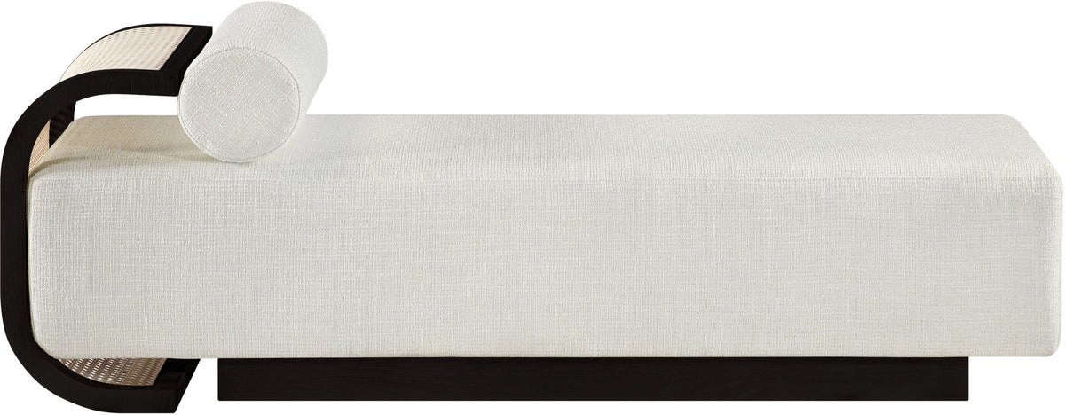 Zephyr - Linen Textured Fabric Upholstered Chaise - Painted Black Base