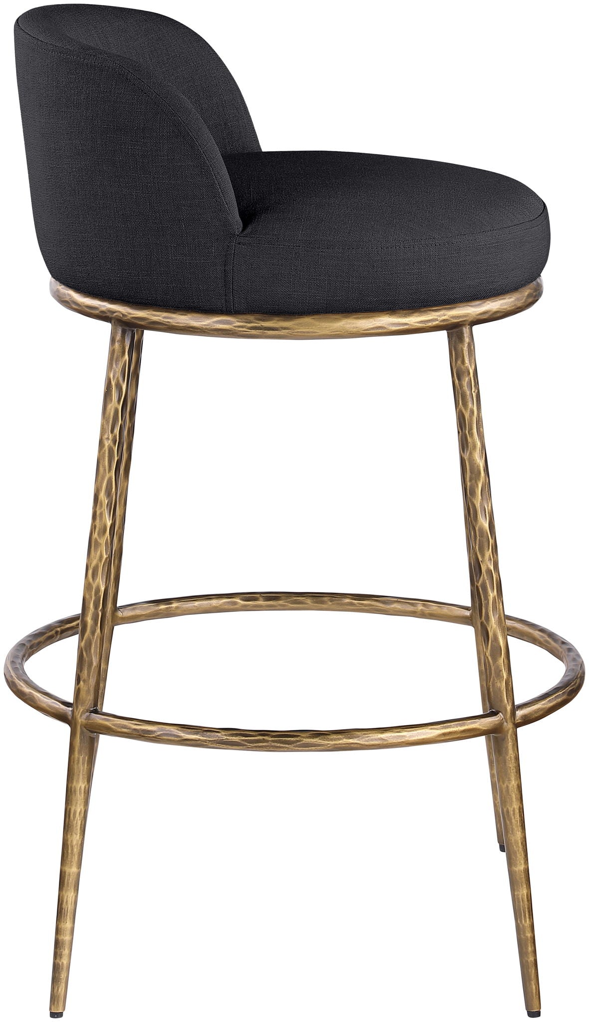 Ferro - Performance Fabric Upholstered Bar Stool - Antique Brass