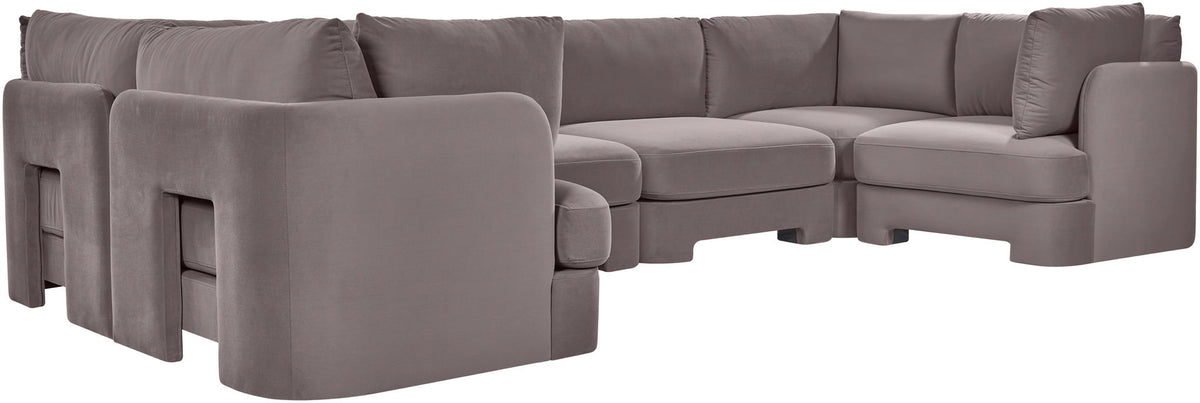Hammond - Velvet Performance Fabric Upholstered 6 Piece U-Shaped Sectional