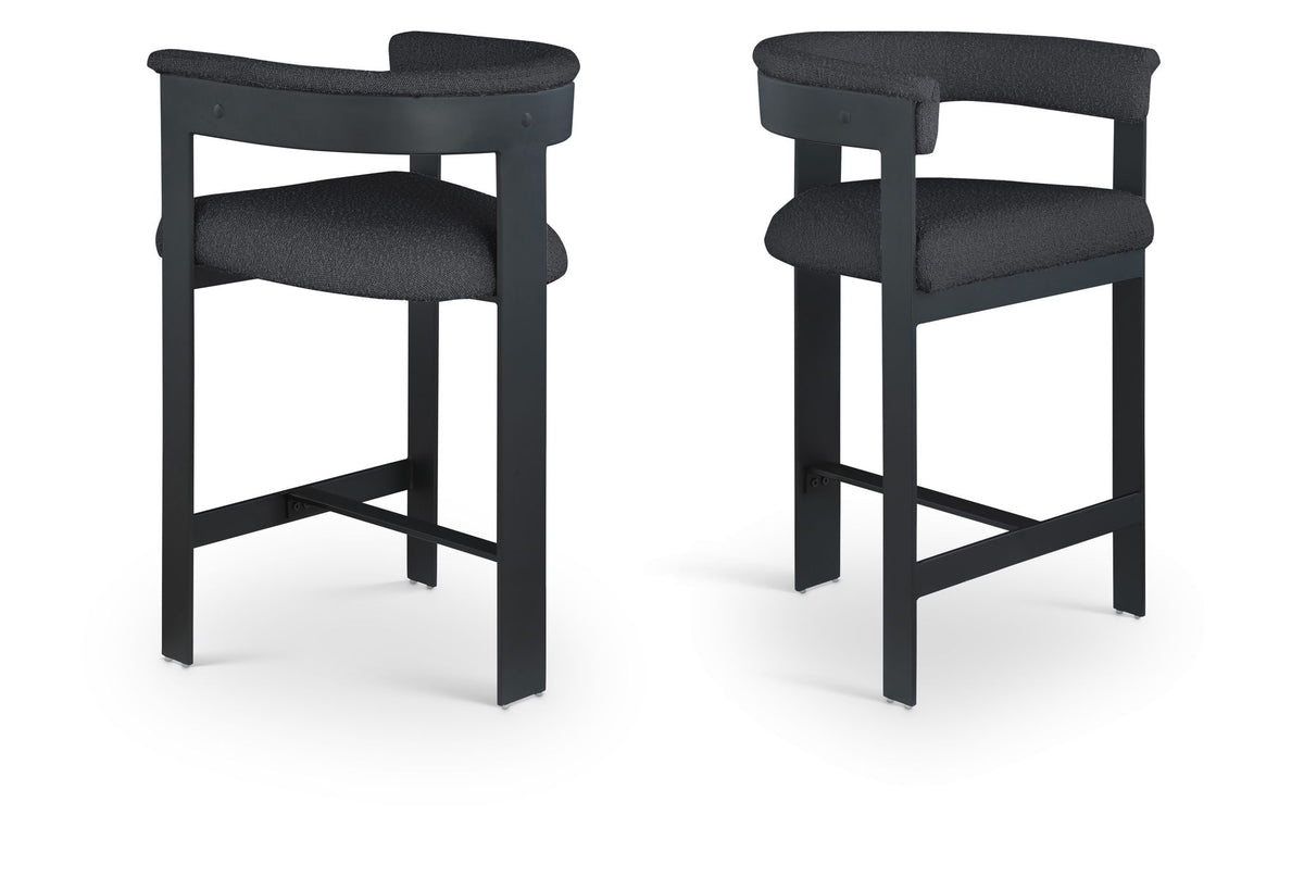 Romeo - Boucle Counter Stool With Black Base (Set of 2)