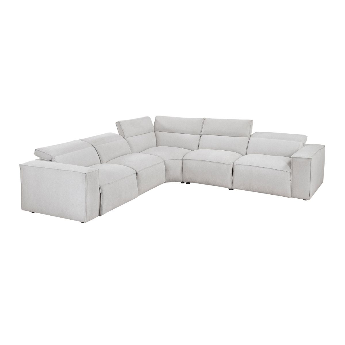 Phoebe - 5-Piece Modular Power Reclining Sectional With Power Headrests - Gray