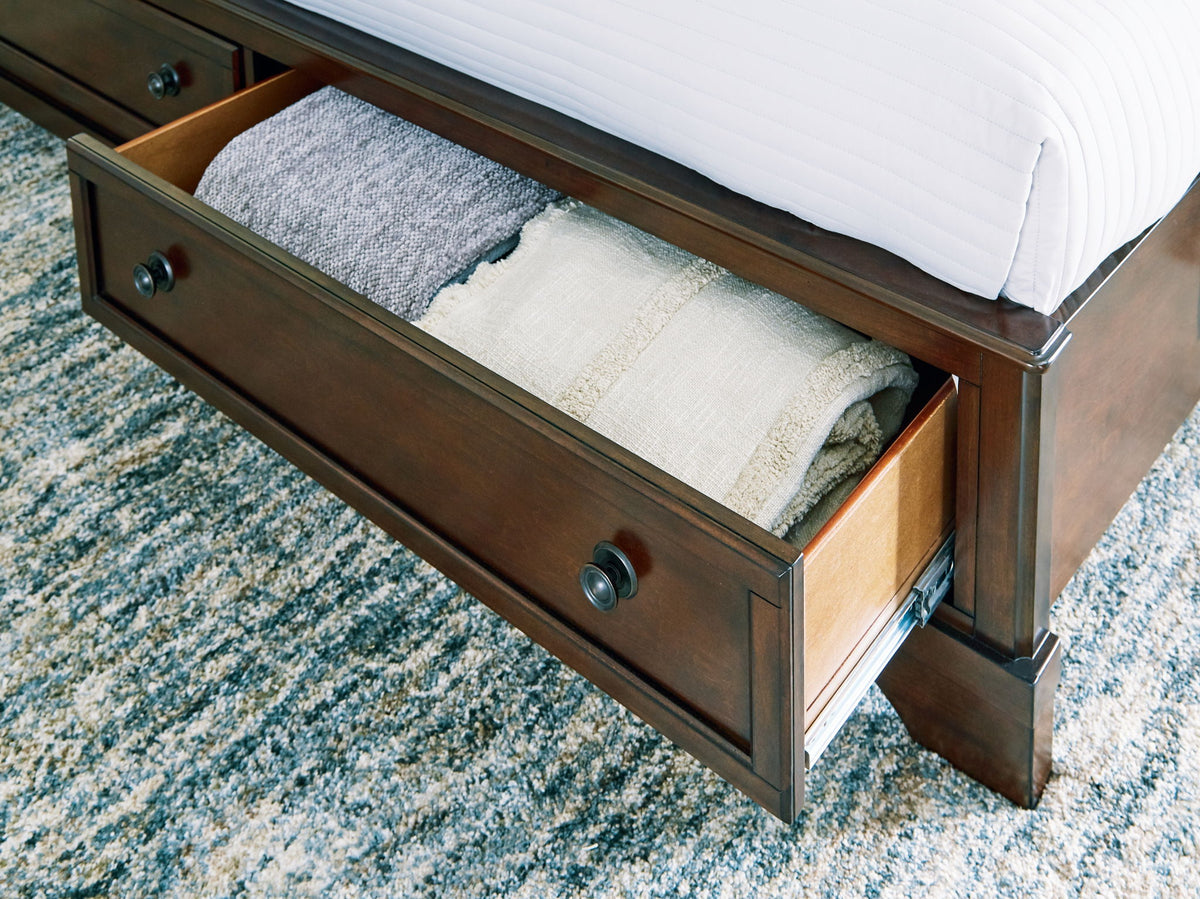 Trellington - King Sleigh Storage Bed - Brown