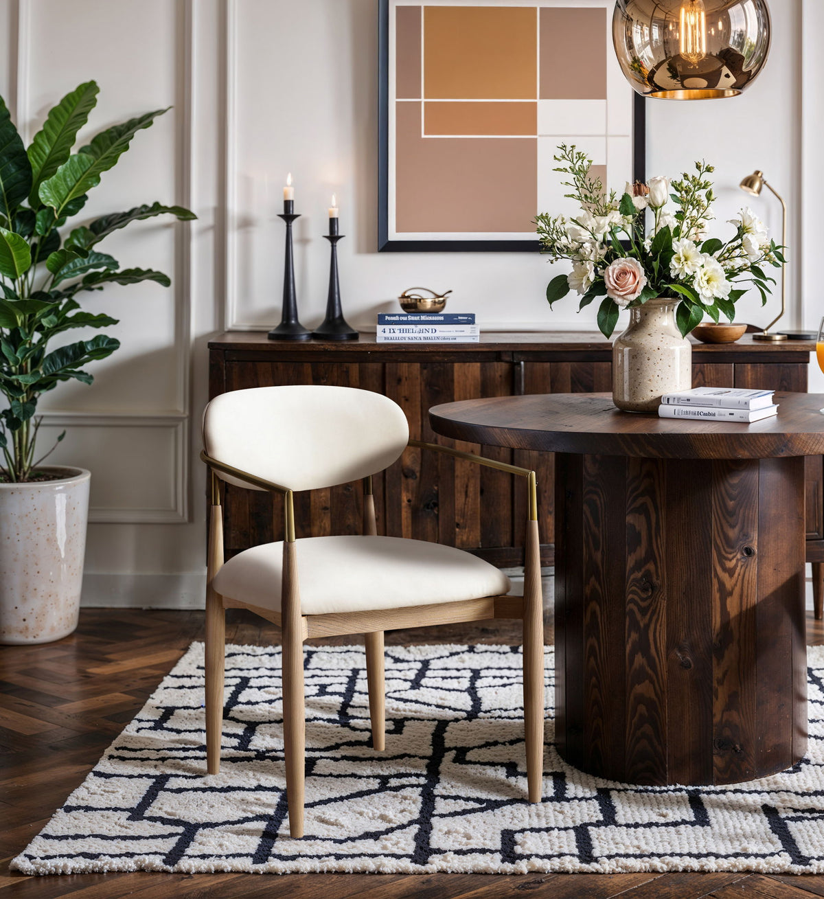 Riccio - Dining Arm Chair (Set of 2) - Natural And Gold Frame