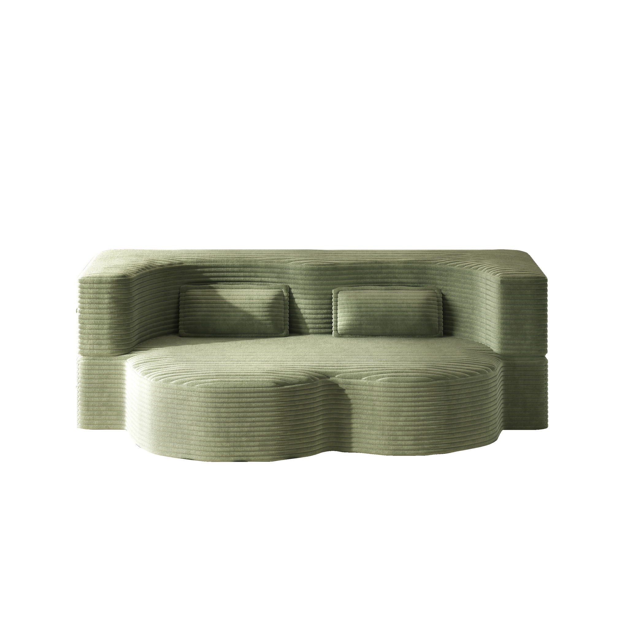 Modern Floor Sofa With 2 Pillows, Convertible Twin Size Folding Mattress For Living Room