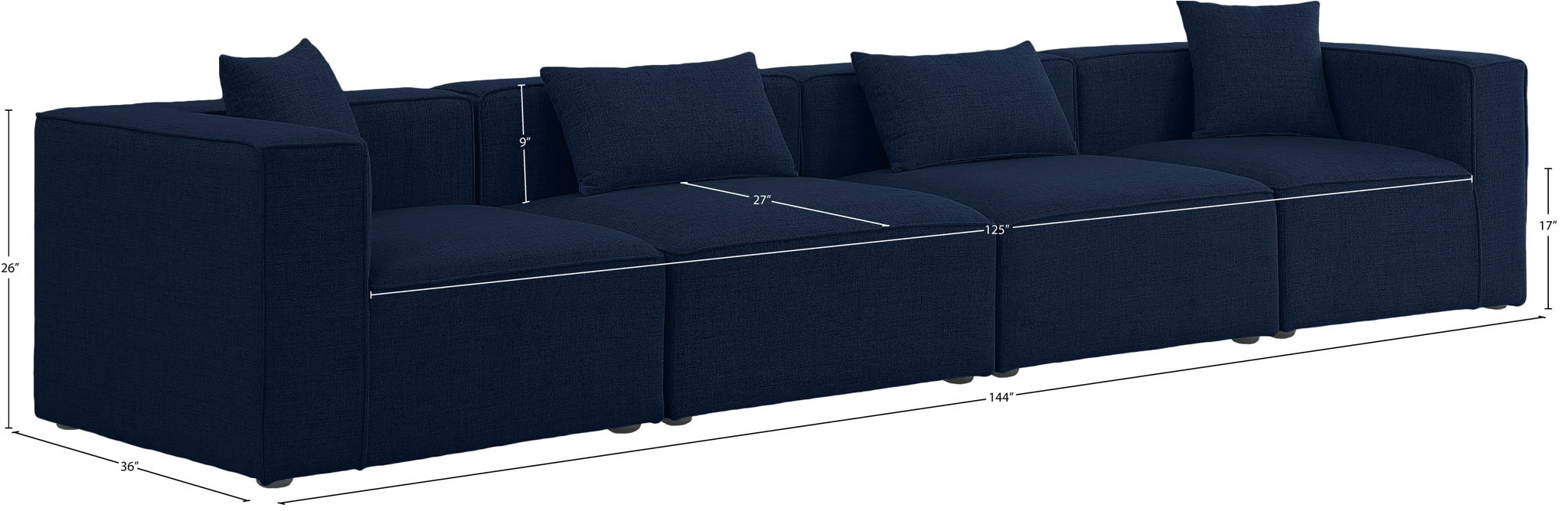 Cube - Linen Modular 4 Seat Sofa