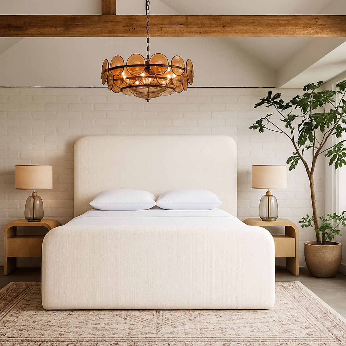 Fira - Linen Textured Fabric Upholstered Bed