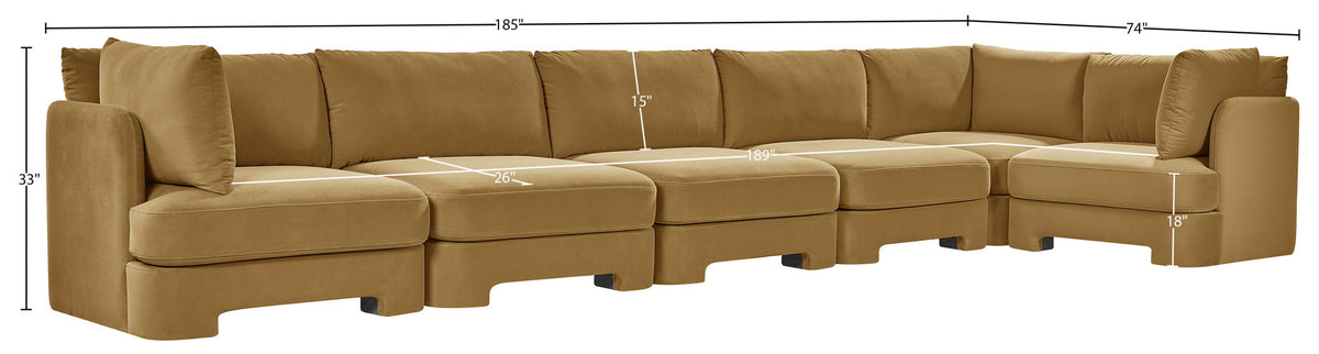 Hammond - Velvet Performance Fabric Upholstered 6 Piece L-Shaped Sectional