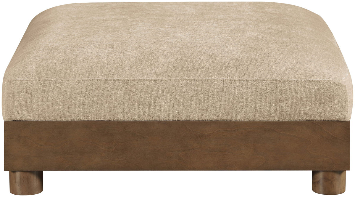 Turin - Chenille Fabric Upholstered Modular Ottoman - Walnut Base