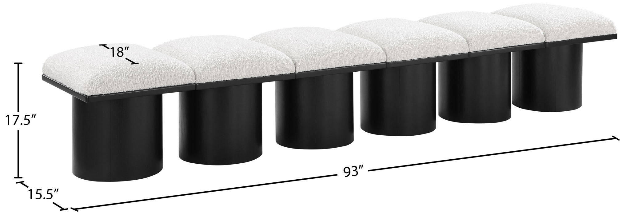 Pavilion - 6 Piece Modular Bench With Black Base