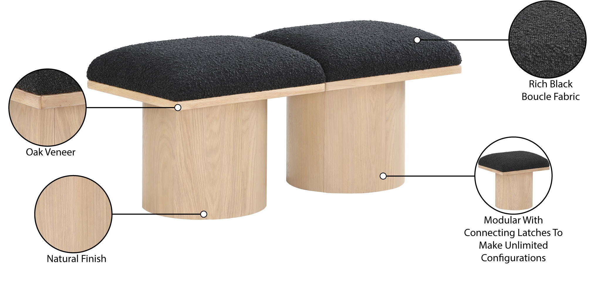 Pavilion - 2 Piece Modular Bench With Natural Base