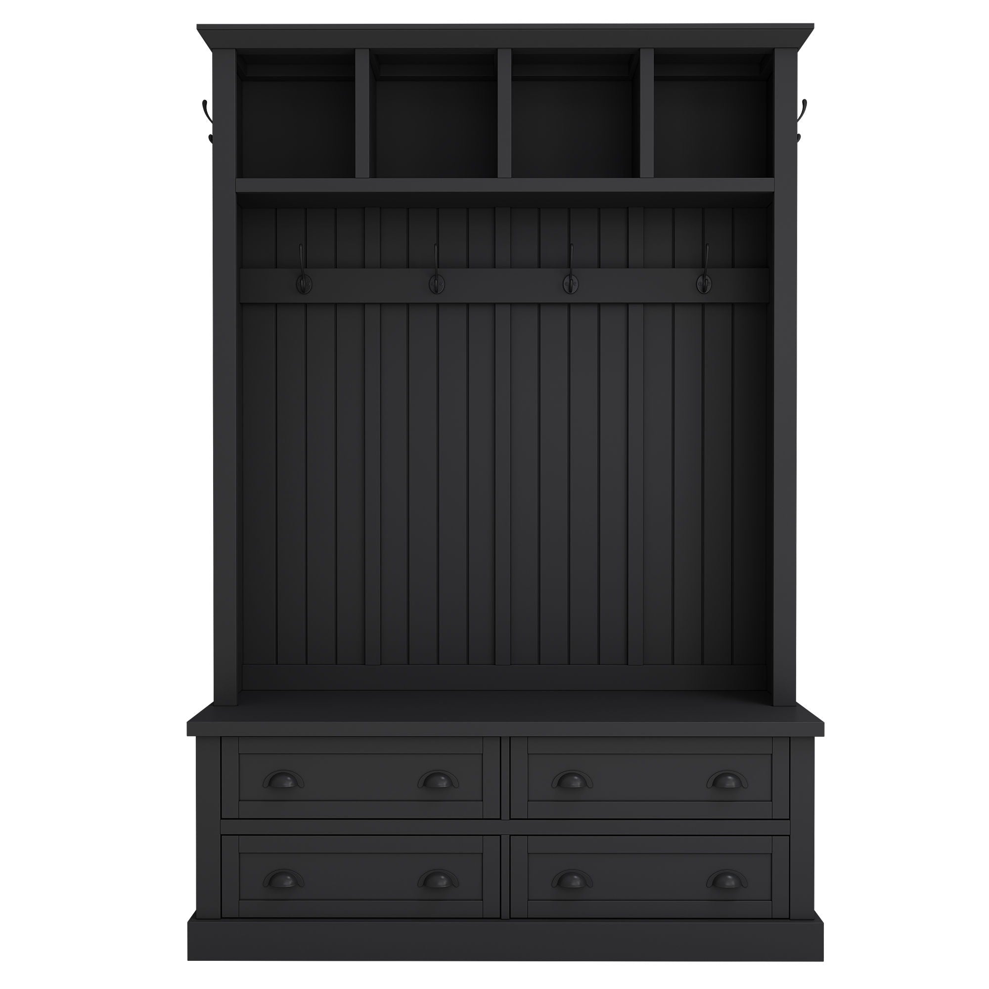 Hall Tree With 4 Drawers, Coat Rack With 6 Hooks