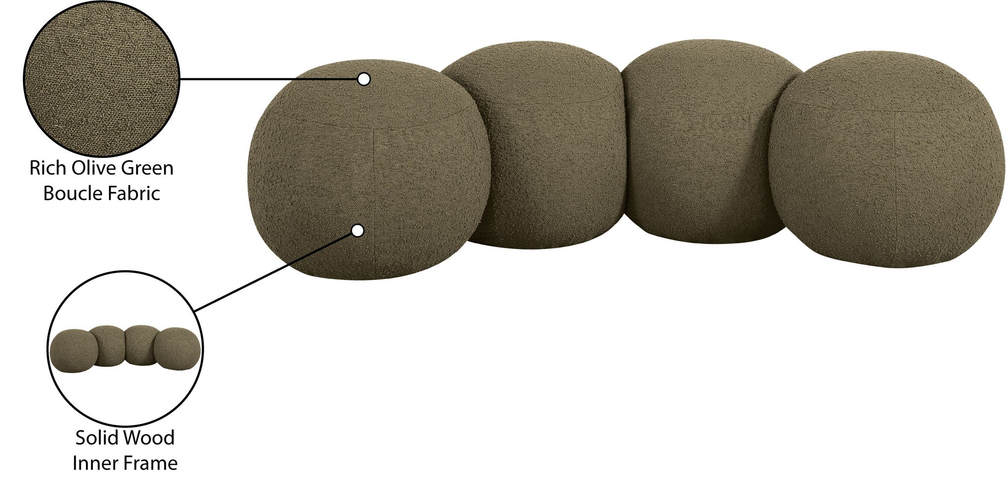 Apollo - Boucle Fabric Bench