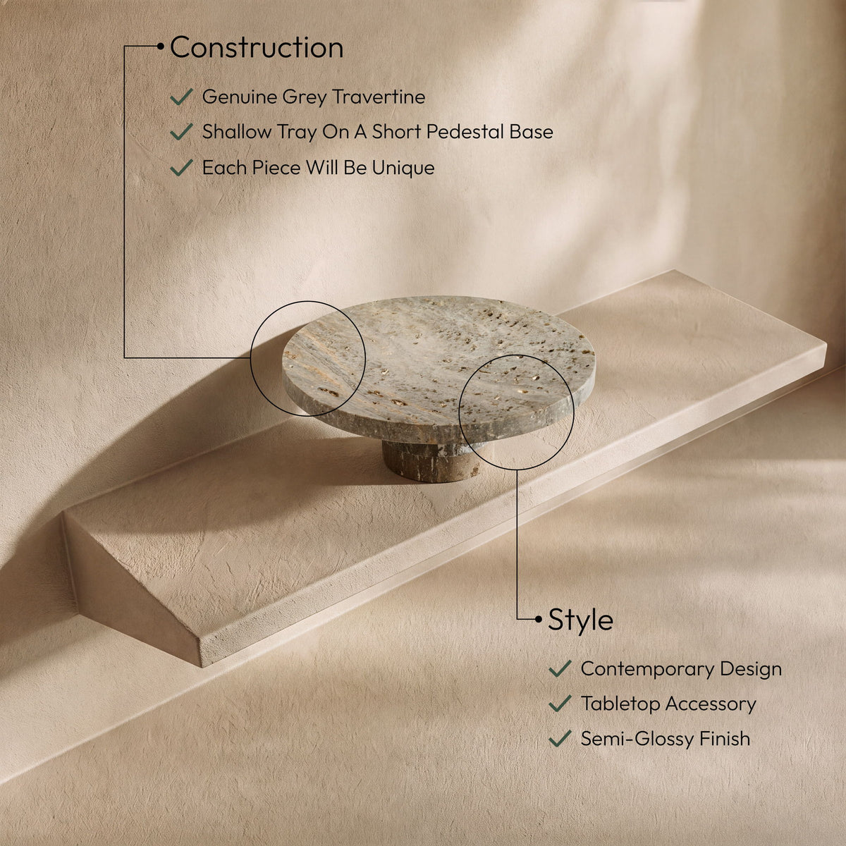 Ralston - Genuine Travertine Tray