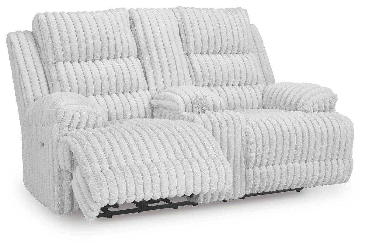 Rhines Falls - Double Reclining Power Loveseat With Console - Alloy