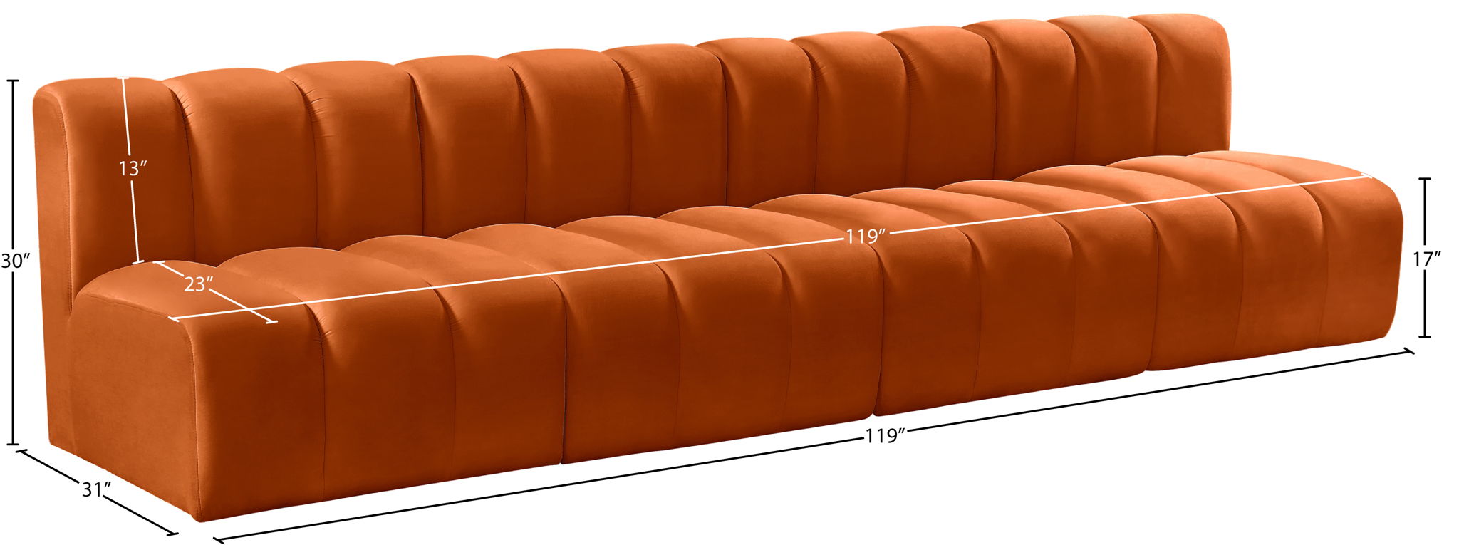 Arc - Velvet 4 Seats Modular Sofa
