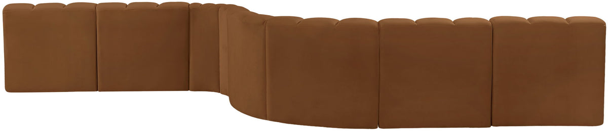Arc - Velvet 8 Piece Curved Modular Sofa - Saddle