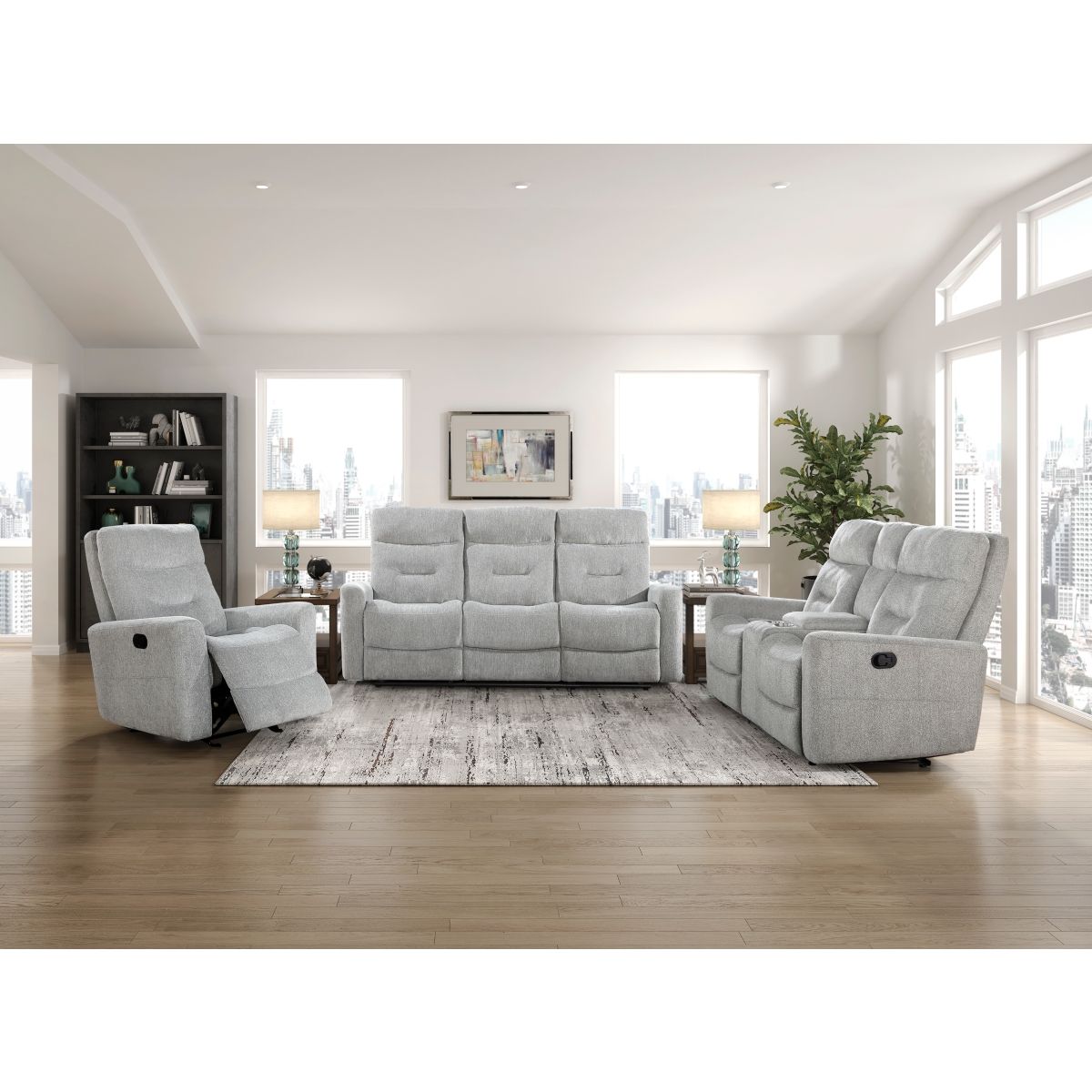 Lyndon - Double Reclining Loveseat With Center Console - Gray