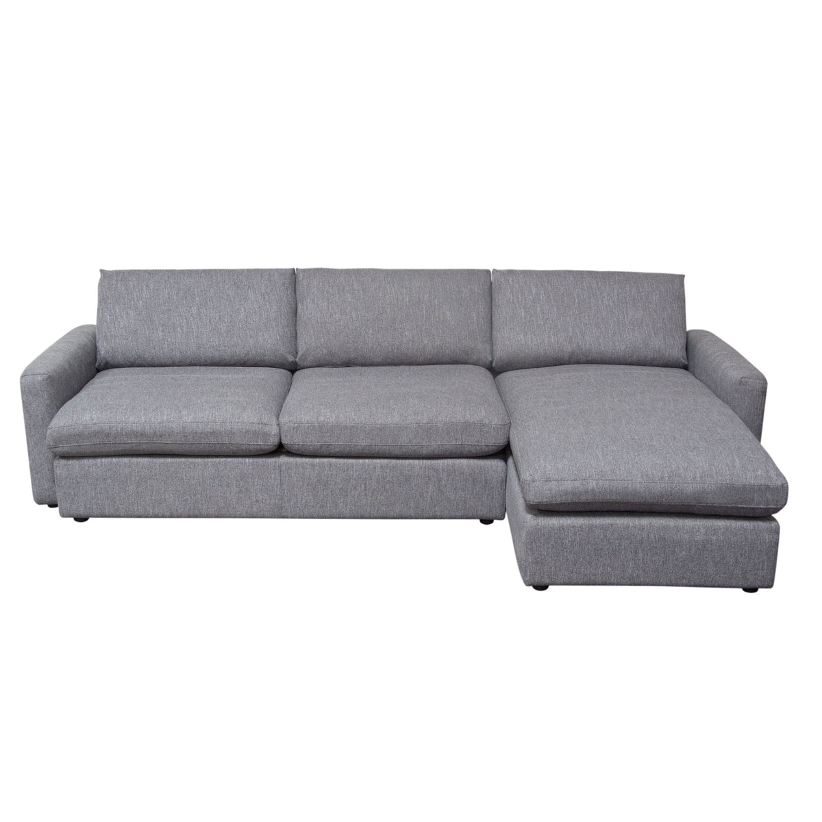 Arcadia 2PC Reversible Chaise Sectional w/ Feather Down Seating in Grey Fabric