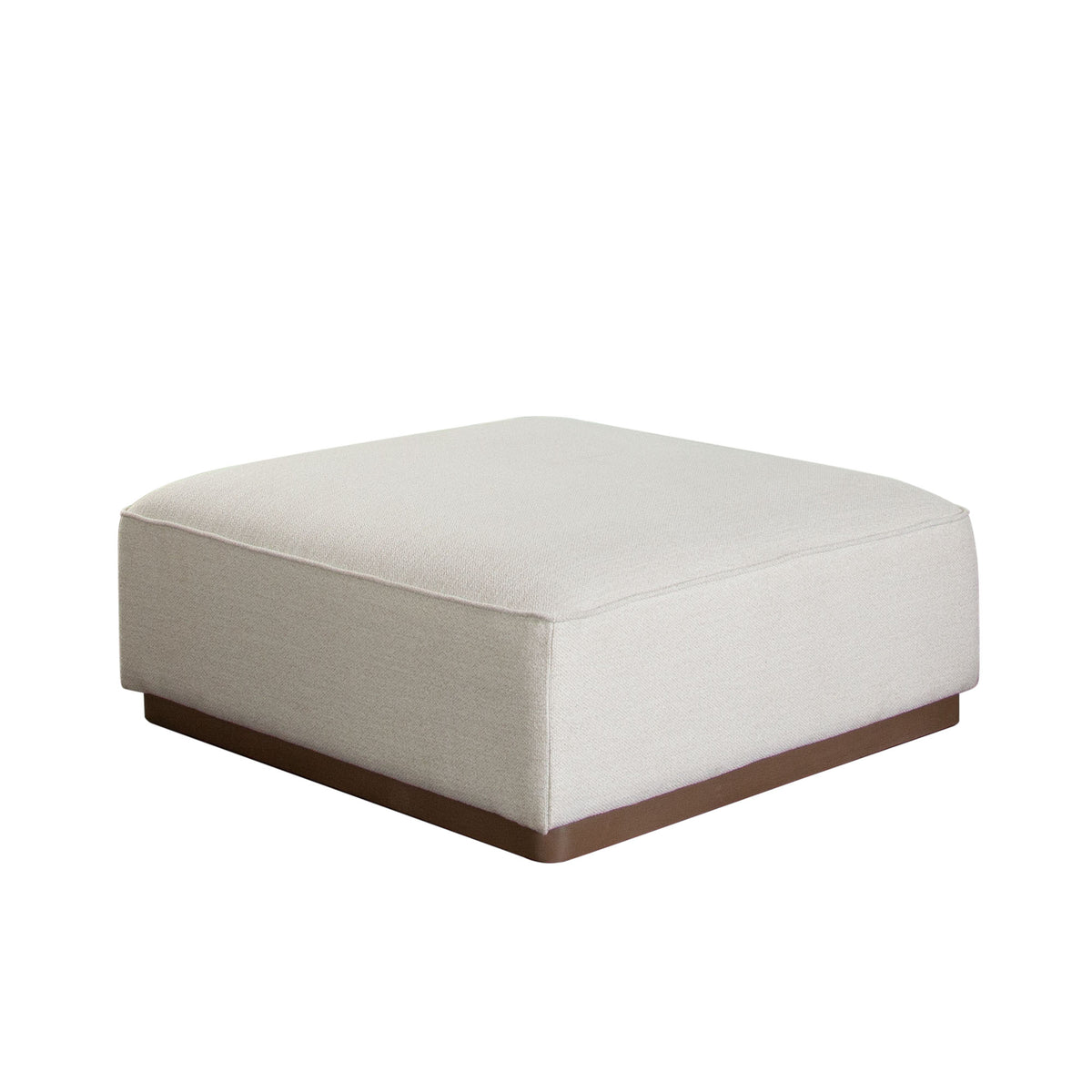 Aspen Ottoman in Cream Polyester Fabric with Wood Trim