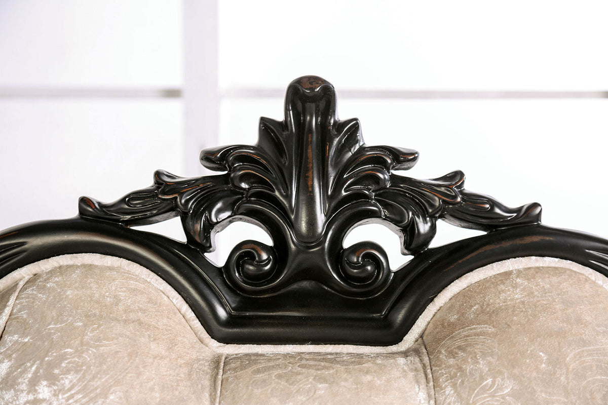 Acapulco Black/Off-White Traditional Living Room Set