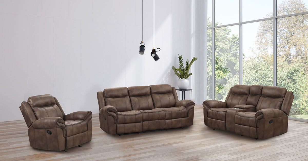 Agata Brown Transitional Reclining Living Room Set