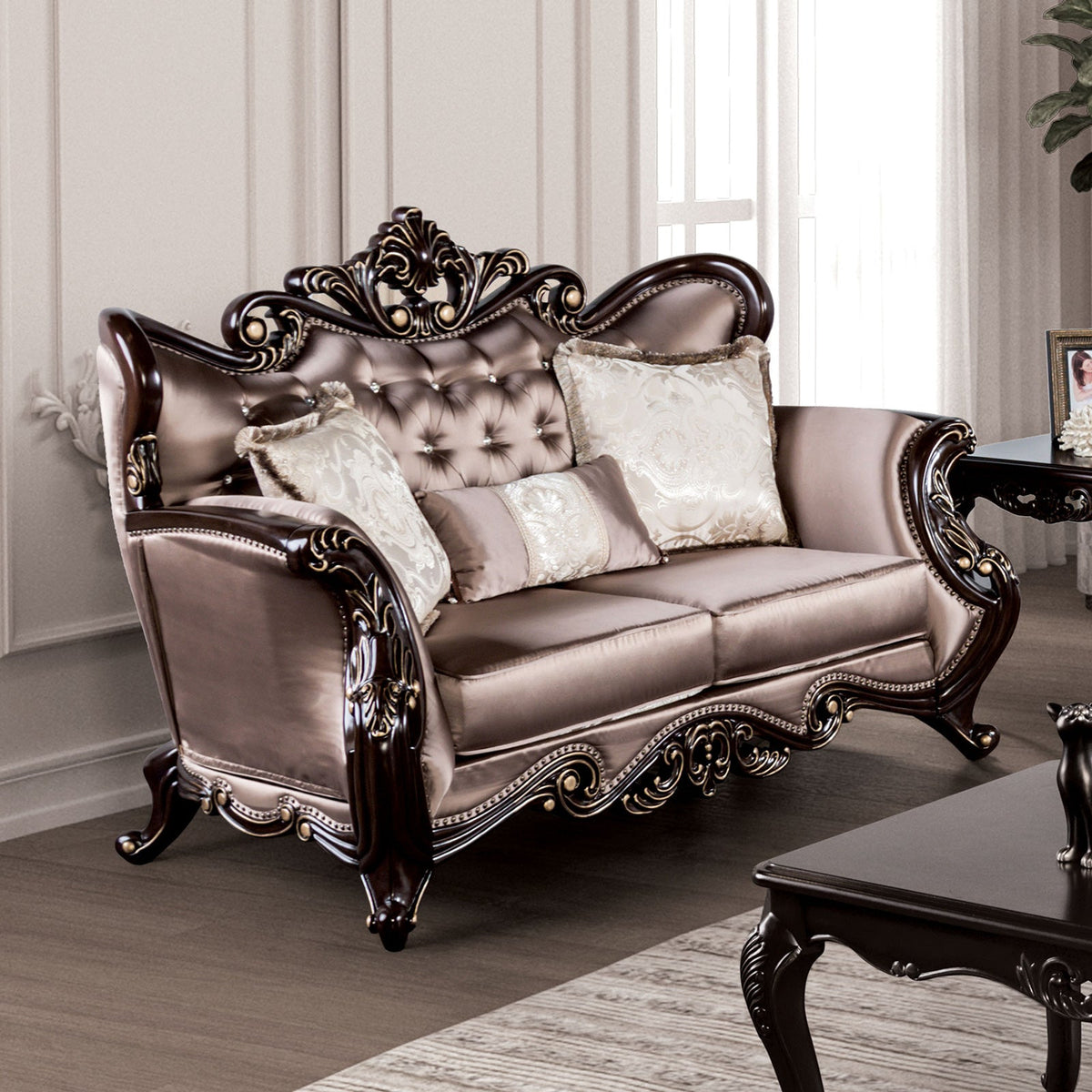 Albacete Dark Cherry/Brown Traditional Living Room Set